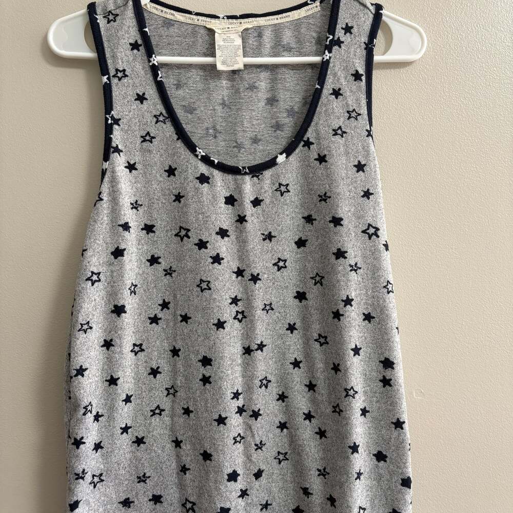 Lucky Brand Women's Gray with Blue Stars Tank Top